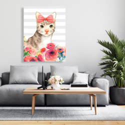 Toile 36 x 48 - Petit chat de fleur