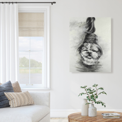 Toile 36 x 48 - Esquisse de chien heureux