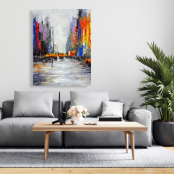 Canvas 36 x 48 - Color spotted street with taxis