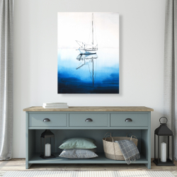 Canvas 36 x 48 - White boat on a deep blue water
