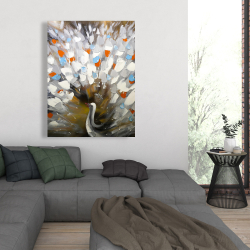 Toile 36 x 48 - Paon abstrait tacheté de couleurs
