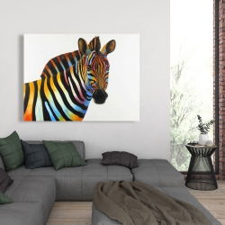 Toile 36 x 48 - Profil coloré d'un zèbre