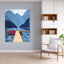 Canvas 36 x 48 - Lake, quai & mountains