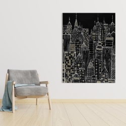 Toile 36 x 48 - Tours d'une ville illustrative