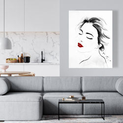 Toile 36 x 48 - Portrait de dame sereine en noir