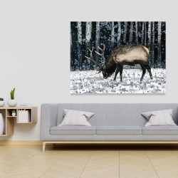 Toile 36 x 48 - Caribou dans la forêt d'hiver