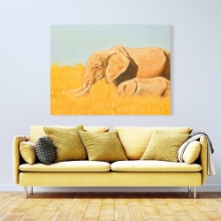 Canvas 36 x 48 - Elephant and its little one