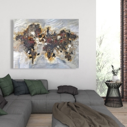 Toile 36 x 48 - Carte du monde texturée avec typographie