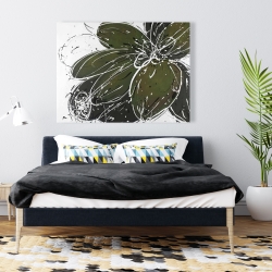 Canvas 36 x 48 - Green flower with splash outline