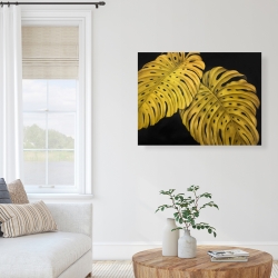 Toile 36 x 48 - Feuille monstera doré