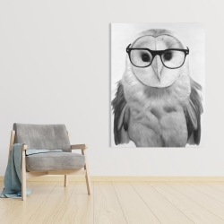 Canvas 36 x 48 - Realistic barn owl with glasses
