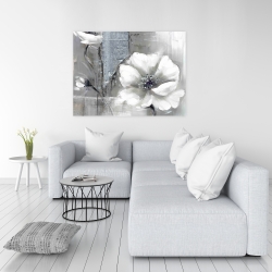 Canvas 36 x 48 - Monochrome and silver flowers