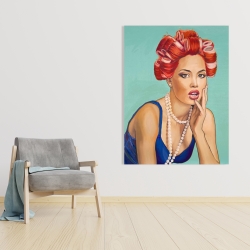 Canvas 36 x 48 - Pin up girl with curlers