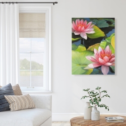 Toile 36 x 48 - Nénuphars et fleurs de lotus