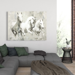Canvas 36 x 48 - Three white horses running