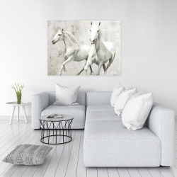 Canvas 36 x 48 - Two white horse running