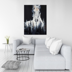 Canvas 36 x 48 - Abstract white horse on black background
