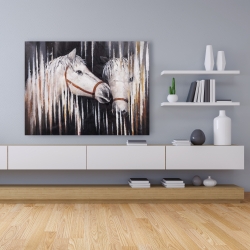 Canvas 36 x 48 - Two white horses kissing