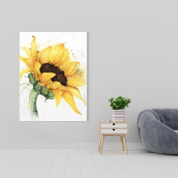 Canvas 36 x 48 - Watercolor sunflower with paint splash
