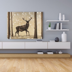 Canvas 36 x 48 - Roe deer in a winter landscape