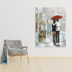Canvas 36 x 48 - Couple walking under their umbrella