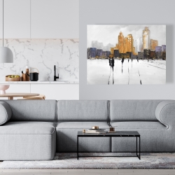 Canvas 36 x 48 - Silhouettes walking towards the city