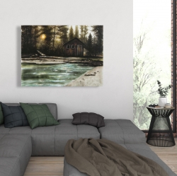 Canvas 36 x 48 - Cabin in the forest