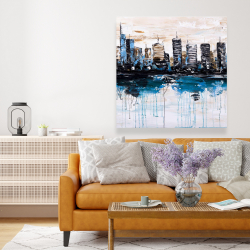 Canvas 48 x 48 - Abstract city with reflection on water