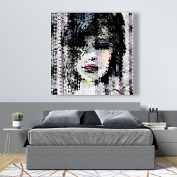 Canvas 48 x 48 - Abstract colorful woman face made from dots