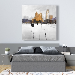 Canvas 48 x 48 - Silhouettes walking towards the city