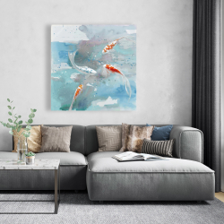 Canvas 48 x 48 - Koi fish in blue water
