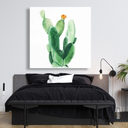 Canvas 48 x 48 - Watercolor paddle cactus with flower