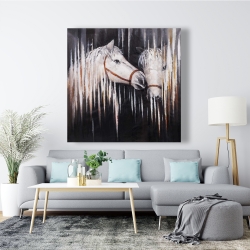 Canvas 48 x 48 - Two white horses kissing