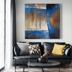 Canvas 48 x 48 - Luminous blue and bronze shape