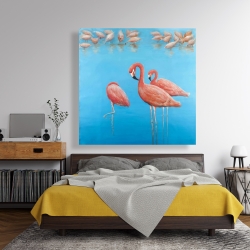 Canvas 48 x 48 - Group of flamingos