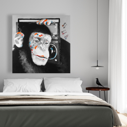 Canvas 48 x 48 - Monkey listening to radio