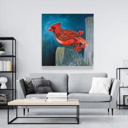 Canvas 48 x 48 - Redbreast bird on a branch