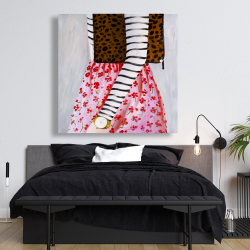 Toile 48 x 48 - Femme à la mode avec un sac léopard