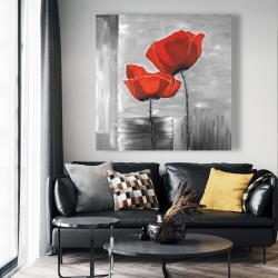 Canvas 48 x 48 - Two red flowers on a grayscale background