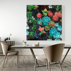 Canvas 48 x 48 - Set of colorful succulents