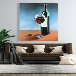 Canvas 48 x 48 - Bottle of bourgogne with whine glass
