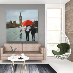 Canvas 48 x 48 - British under umbrella in front of the big ben