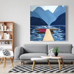Canvas 48 x 48 - Lake, quai & mountains