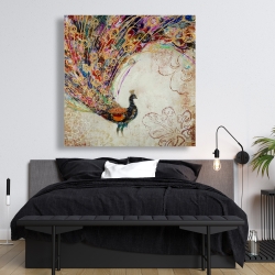 Canvas 48 x 48 - Peacock with gold feathers