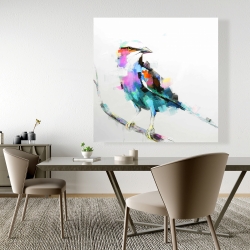 Canvas 48 x 48 - Colorful abstract bird on a branch
