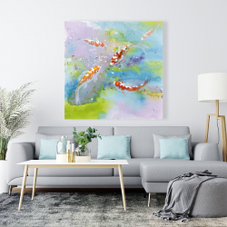Canvas 48 x 48 - Four koi fish swimming