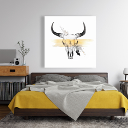 Canvas 48 x 48 - Cow skull with feather