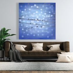 Toile 48 x 48 - Oiseaux sur ciel bleu scintillant