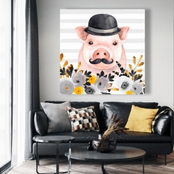 Canvas 48 x 48 - Small detective pig