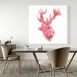 Canvas 48 x 48 - Deer with cherries blossom